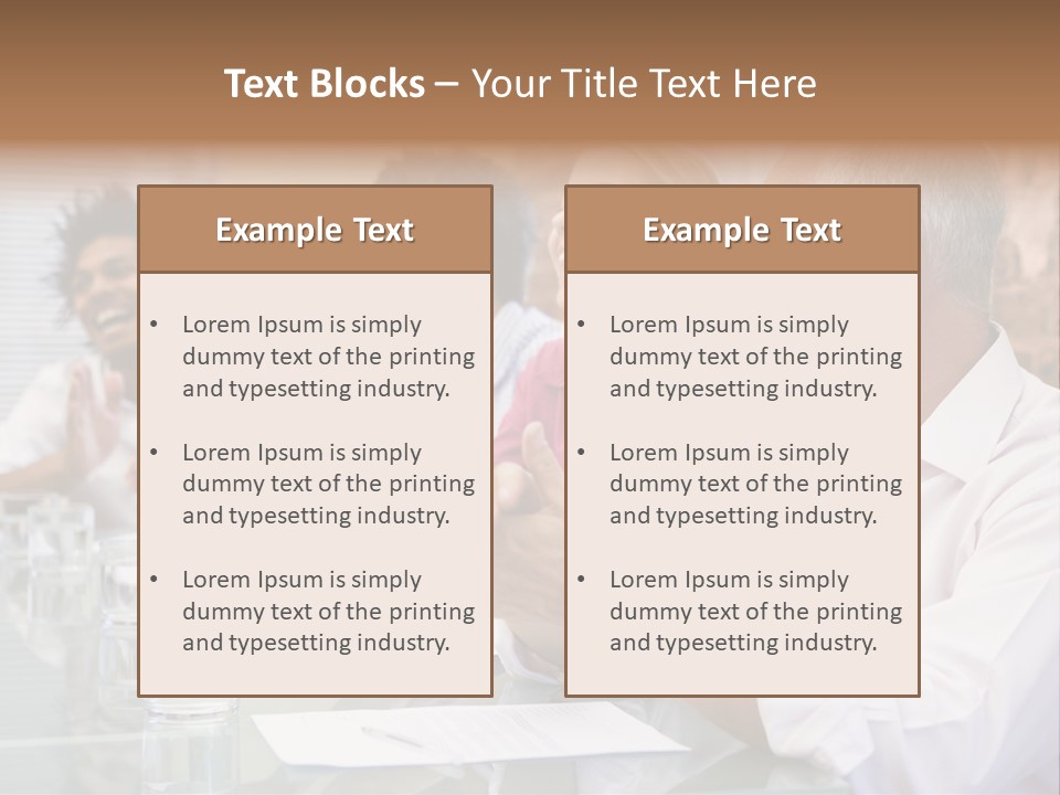 Four Businesspeople In Boardroom Applauding And Smiling PowerPoint Template