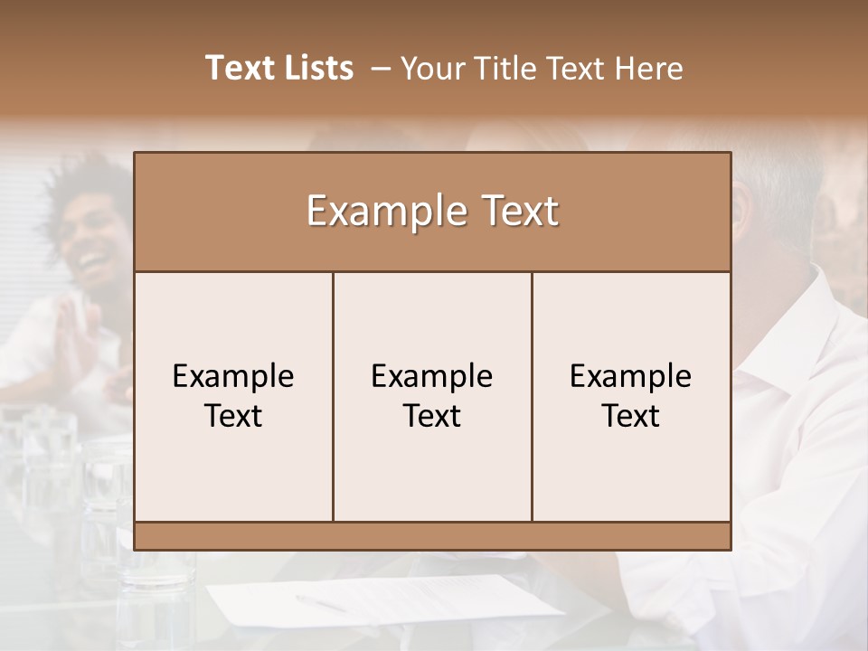 Four Businesspeople In Boardroom Applauding And Smiling PowerPoint Template