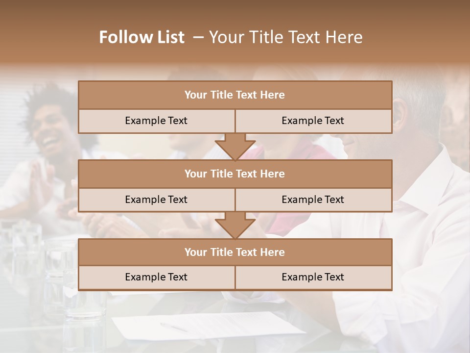 Four Businesspeople In Boardroom Applauding And Smiling PowerPoint Template