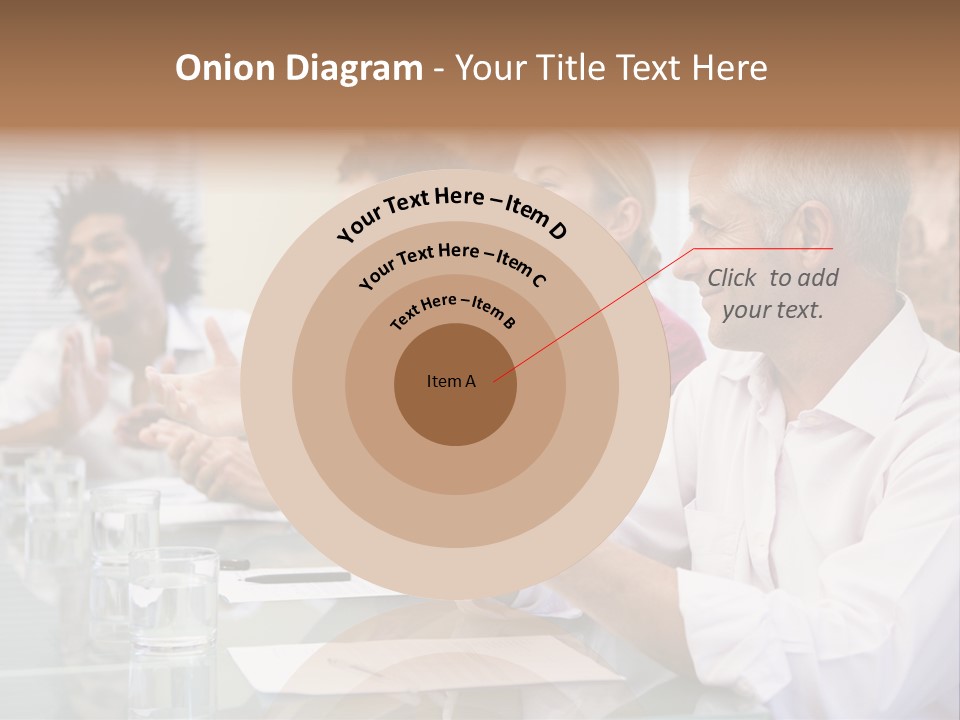 Four Businesspeople In Boardroom Applauding And Smiling PowerPoint Template