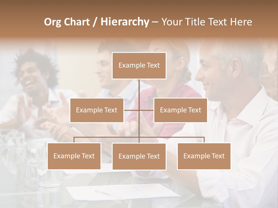 Four Businesspeople In Boardroom Applauding And Smiling PowerPoint Template