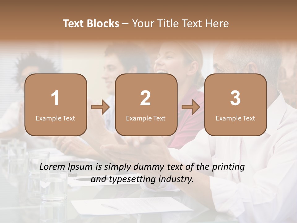 Four Businesspeople In Boardroom Applauding And Smiling PowerPoint Template