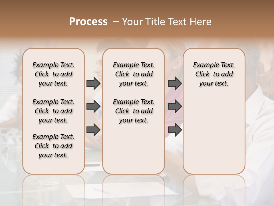 Four Businesspeople In Boardroom Applauding And Smiling PowerPoint Template