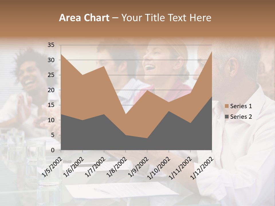 Four Businesspeople In Boardroom Applauding And Smiling PowerPoint Template