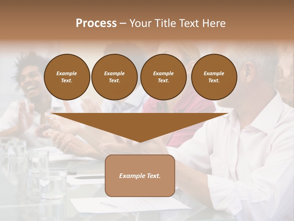 Four Businesspeople In Boardroom Applauding And Smiling PowerPoint Template