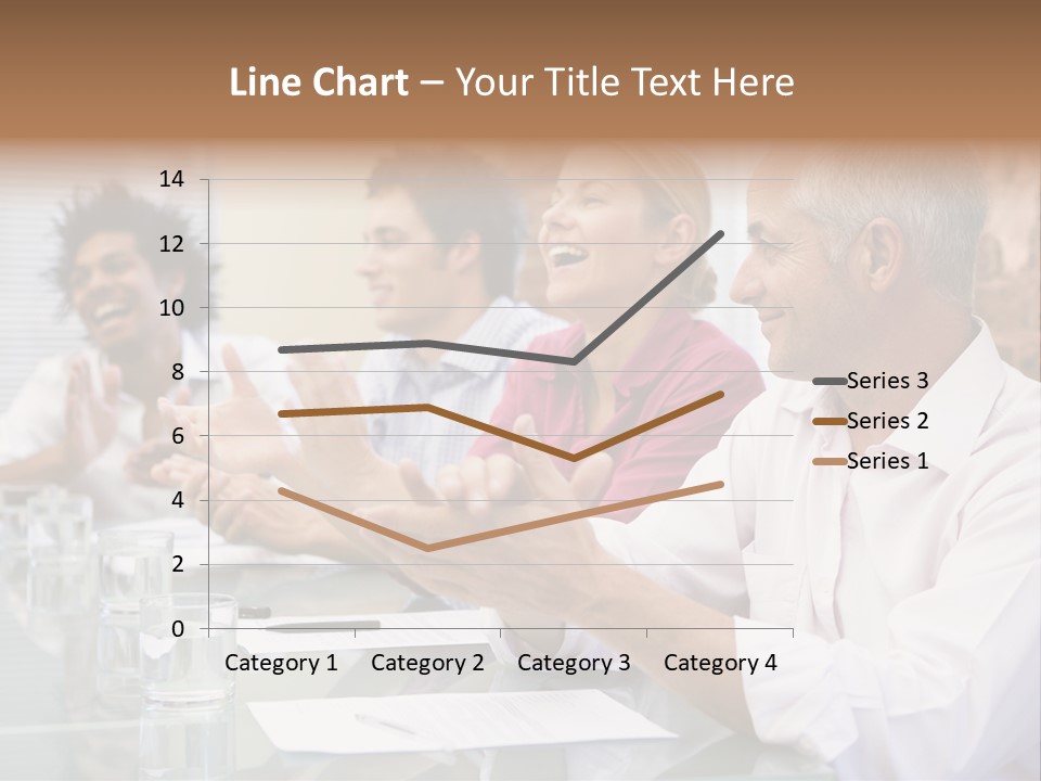 Four Businesspeople In Boardroom Applauding And Smiling PowerPoint Template