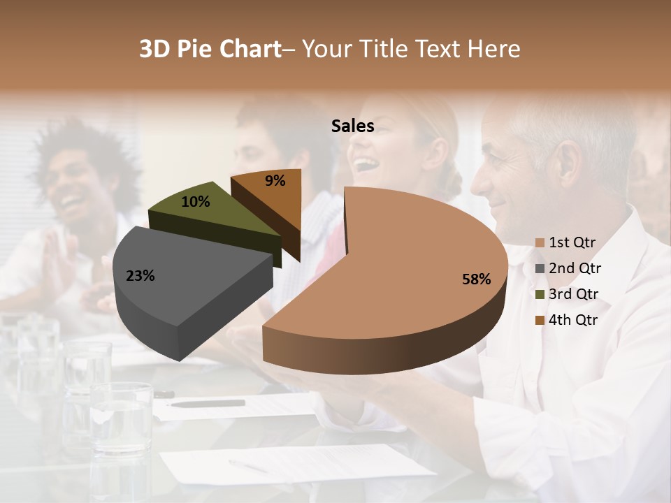 Four Businesspeople In Boardroom Applauding And Smiling PowerPoint Template