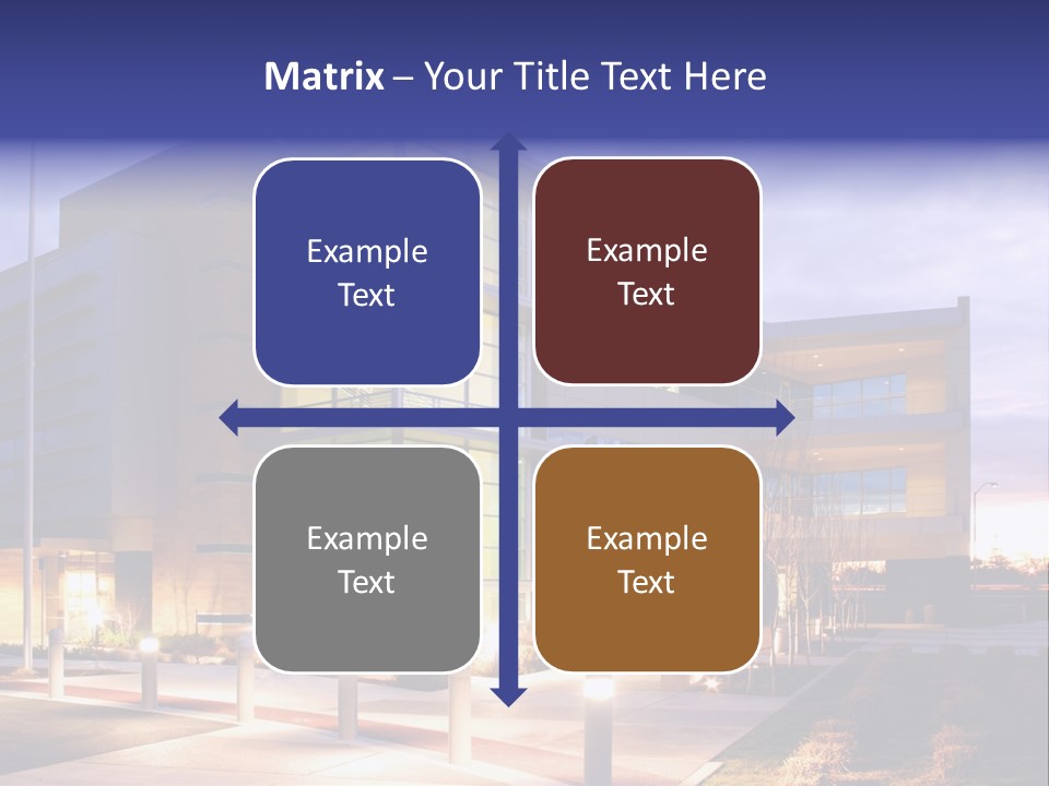 An Office Building With A Empty Parking Lot PowerPoint Template