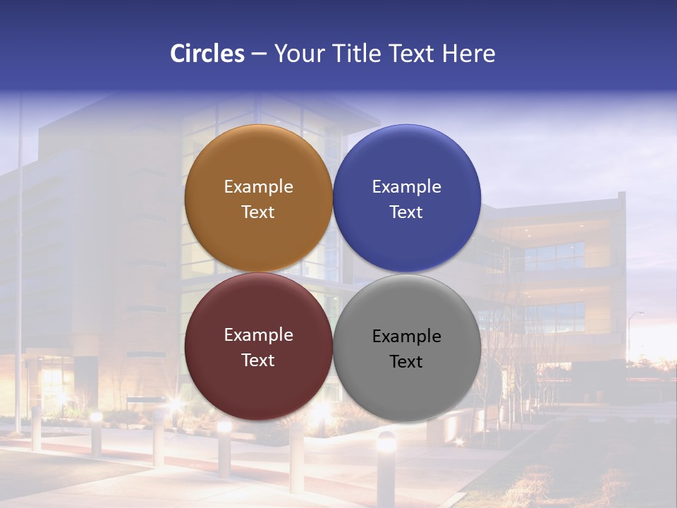 An Office Building With A Empty Parking Lot PowerPoint Template