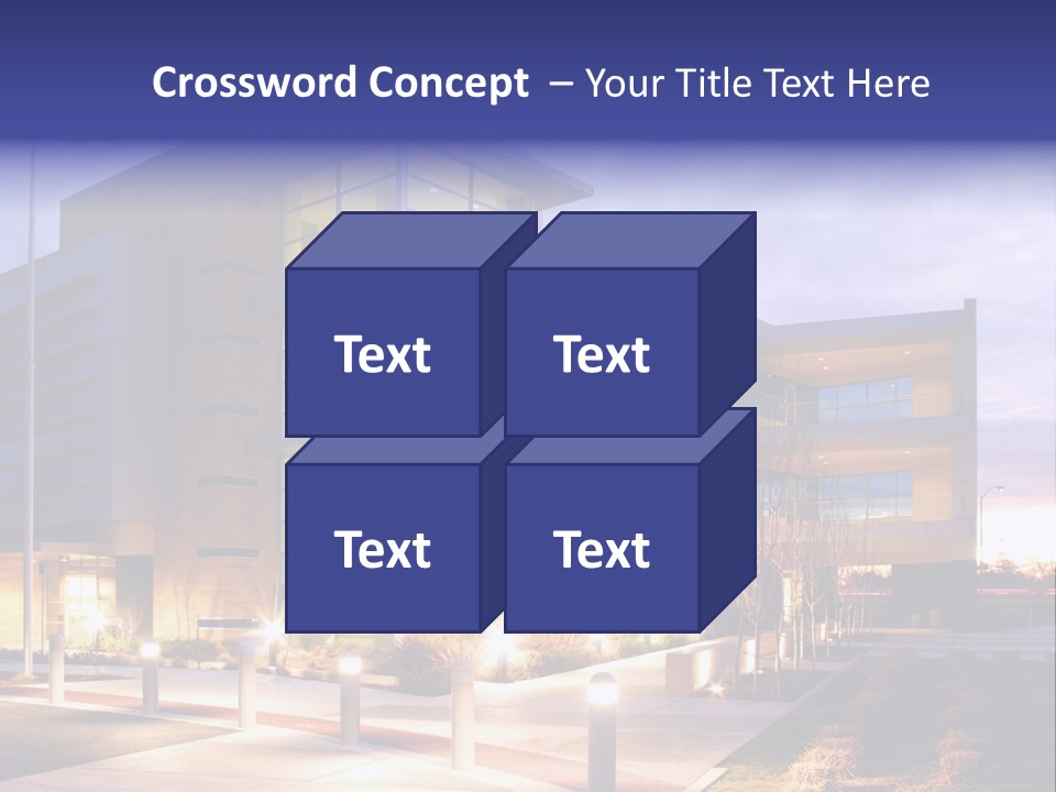 An Office Building With A Empty Parking Lot PowerPoint Template