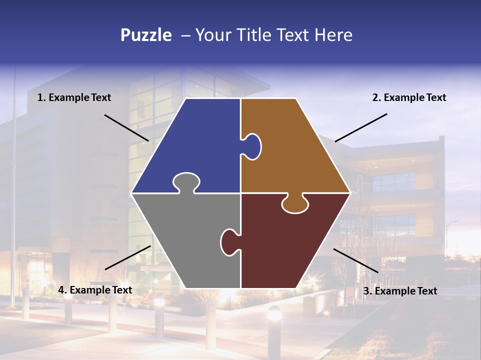 An Office Building With A Empty Parking Lot PowerPoint Template