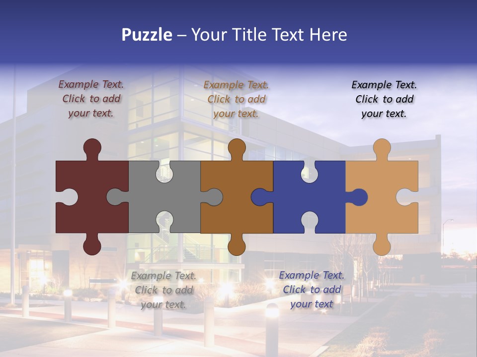 An Office Building With A Empty Parking Lot PowerPoint Template