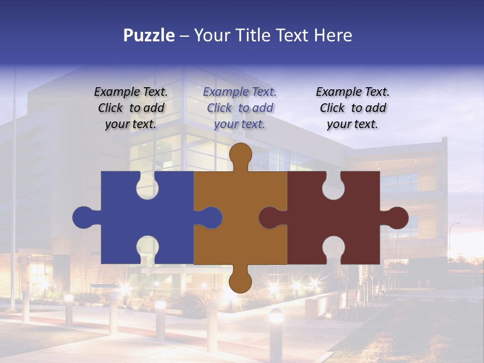 An Office Building With A Empty Parking Lot PowerPoint Template