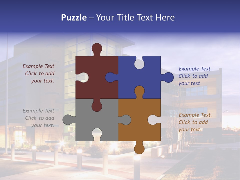 An Office Building With A Empty Parking Lot PowerPoint Template