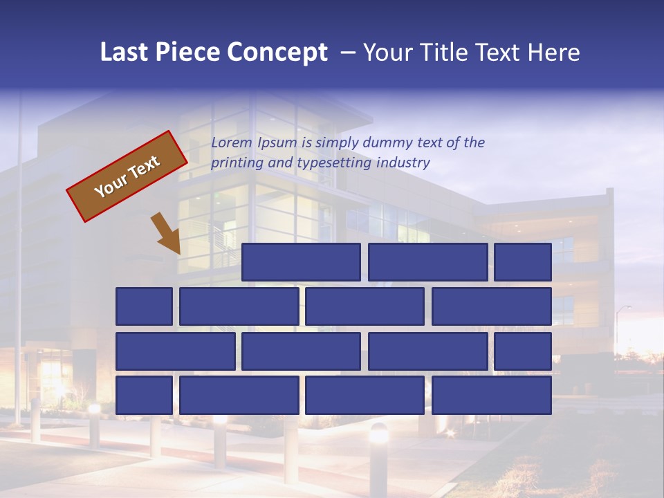 An Office Building With A Empty Parking Lot PowerPoint Template