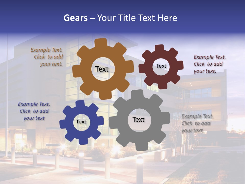 An Office Building With A Empty Parking Lot PowerPoint Template