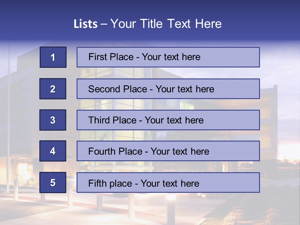 An Office Building With A Empty Parking Lot PowerPoint Template