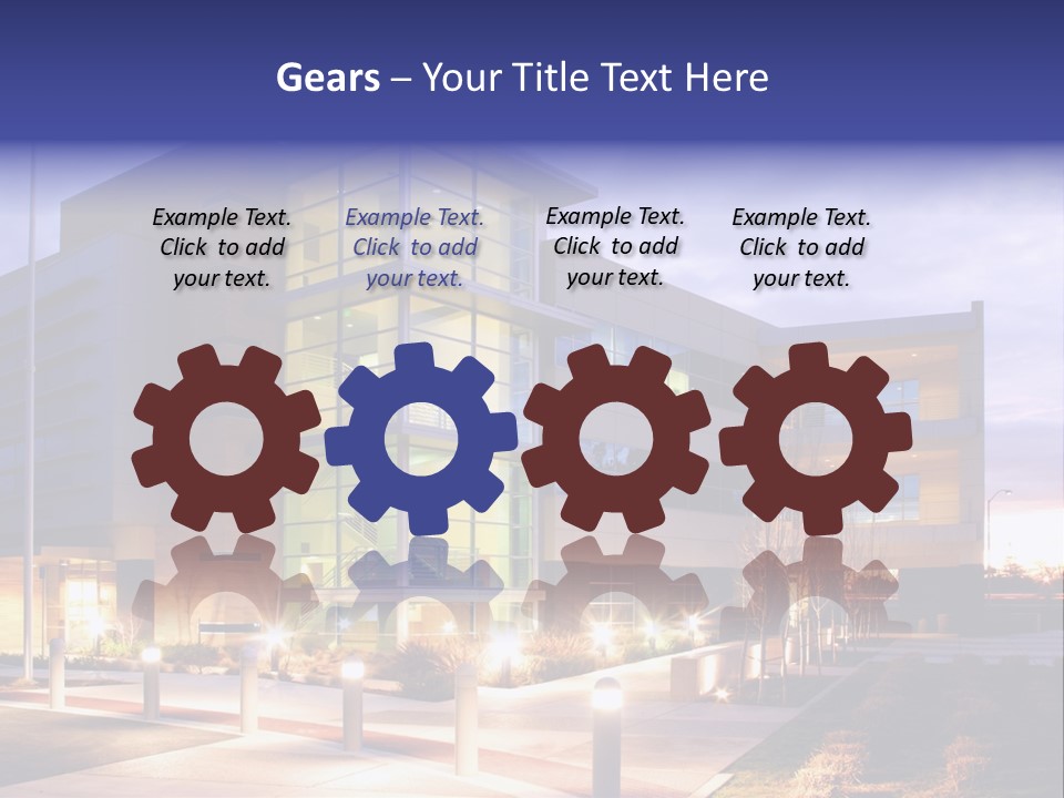 An Office Building With A Empty Parking Lot PowerPoint Template