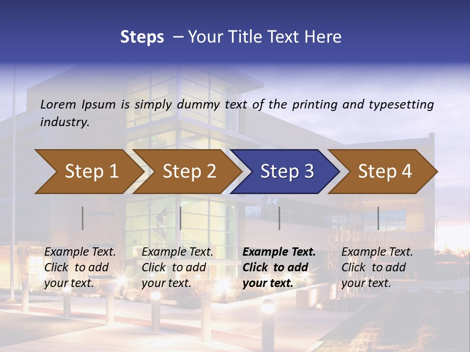 An Office Building With A Empty Parking Lot PowerPoint Template