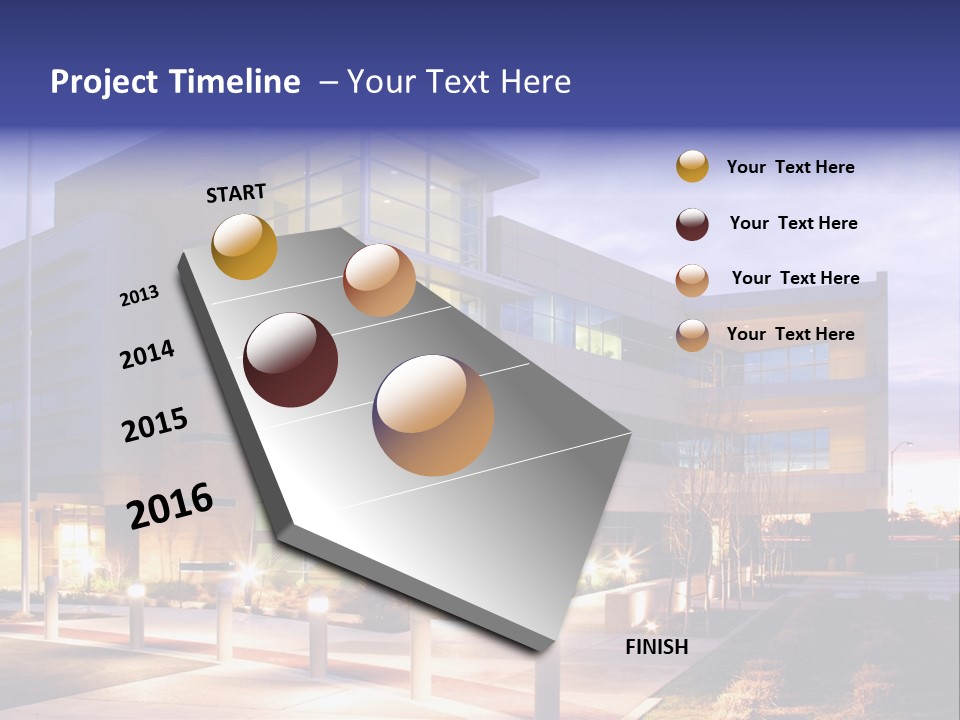 An Office Building With A Empty Parking Lot PowerPoint Template