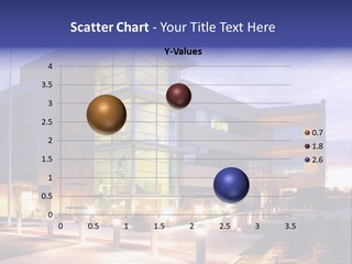 An Office Building With A Empty Parking Lot PowerPoint Template