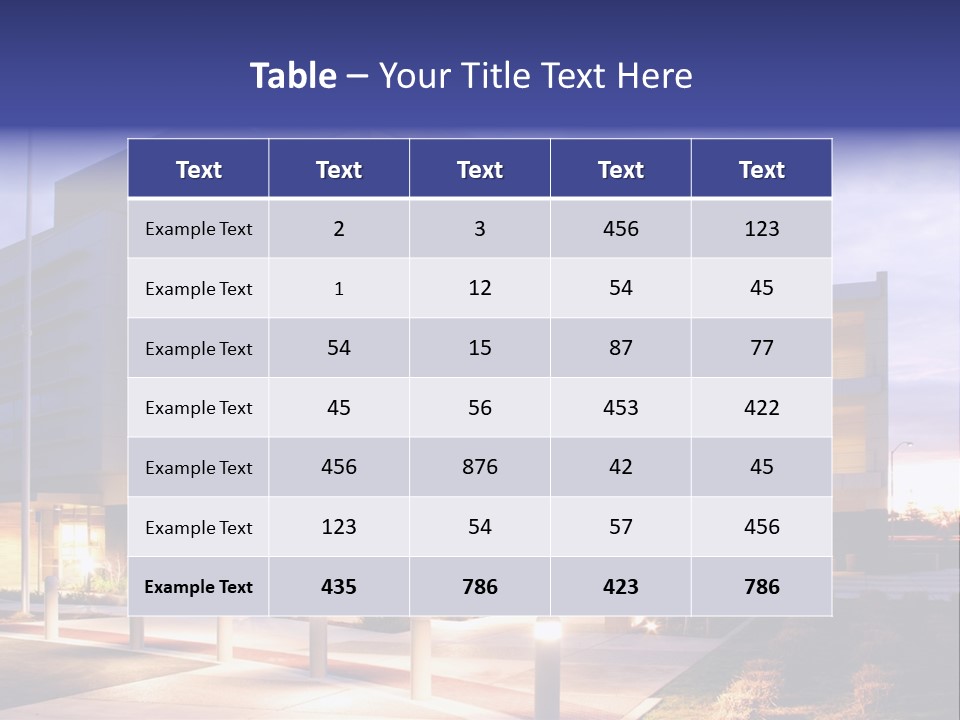 An Office Building With A Empty Parking Lot PowerPoint Template