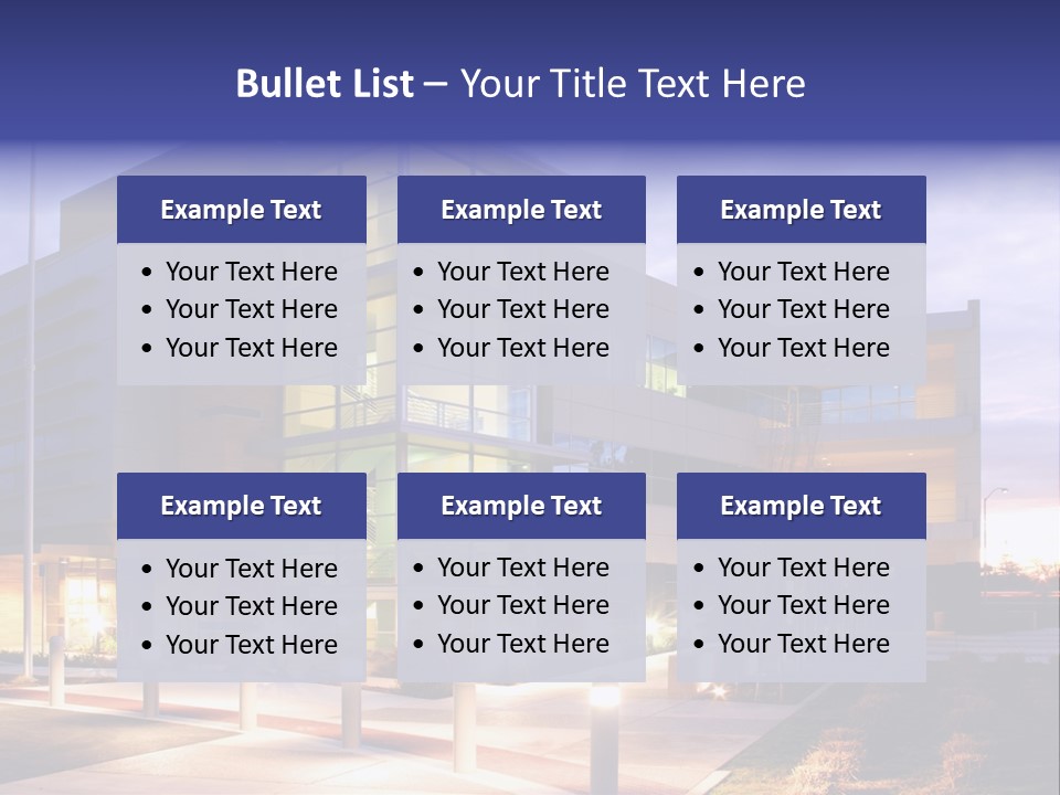 An Office Building With A Empty Parking Lot PowerPoint Template