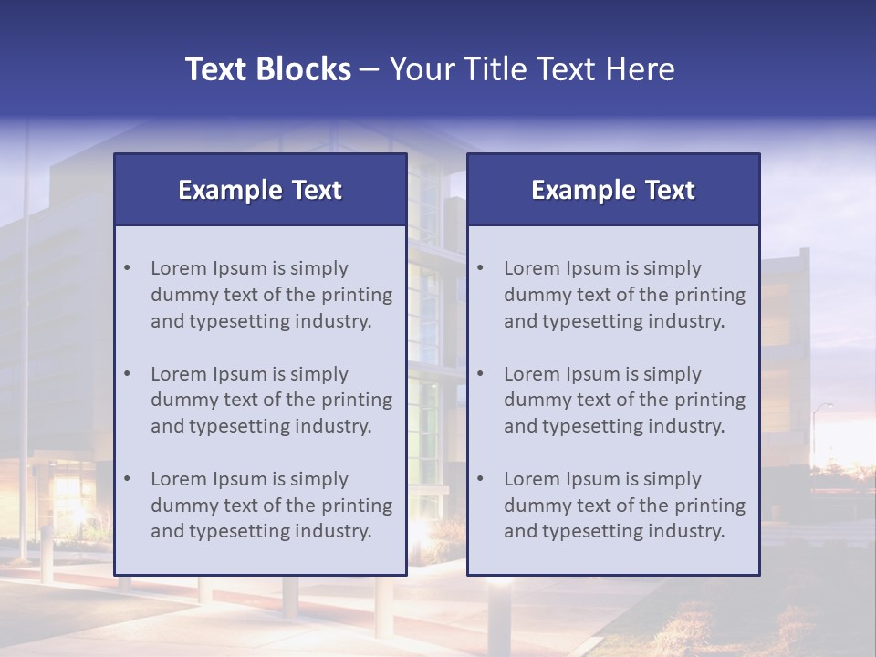 An Office Building With A Empty Parking Lot PowerPoint Template