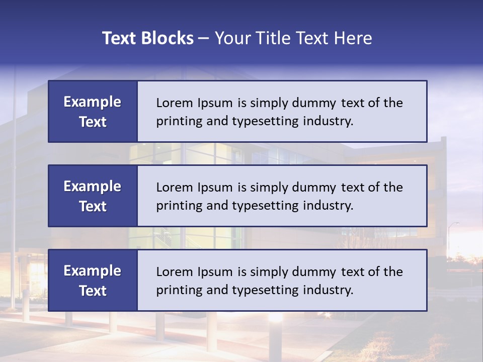 An Office Building With A Empty Parking Lot PowerPoint Template