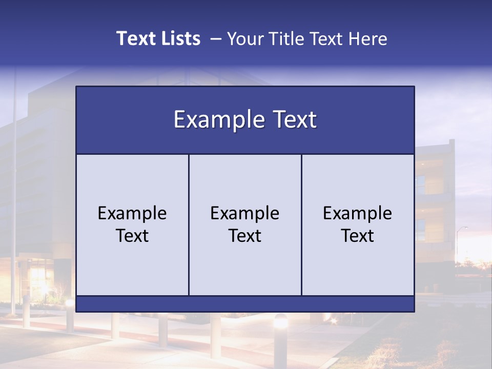 An Office Building With A Empty Parking Lot PowerPoint Template