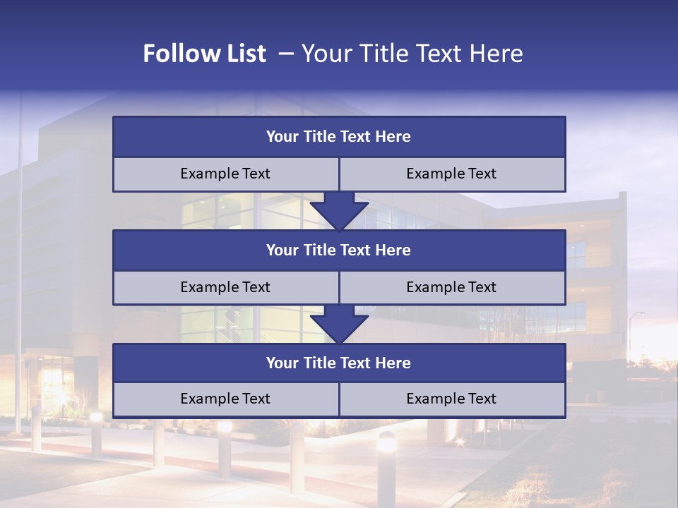 An Office Building With A Empty Parking Lot PowerPoint Template