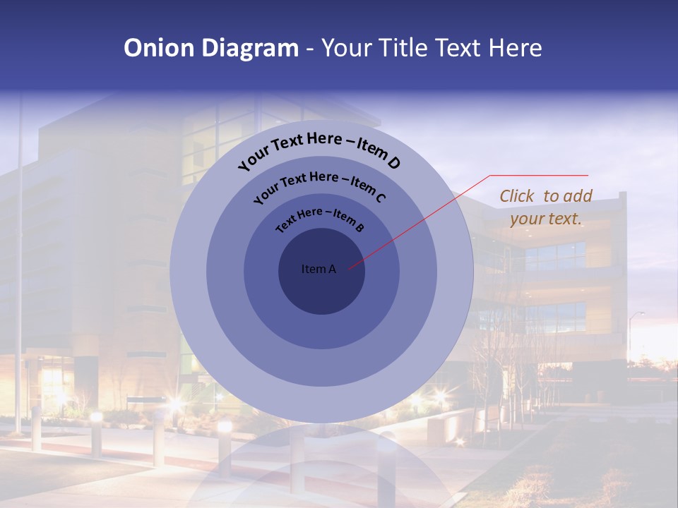 An Office Building With A Empty Parking Lot PowerPoint Template