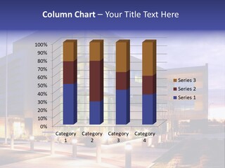 An Office Building With A Empty Parking Lot PowerPoint Template