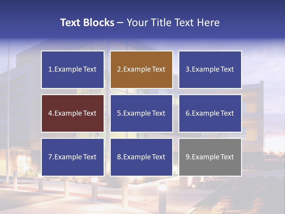 An Office Building With A Empty Parking Lot PowerPoint Template