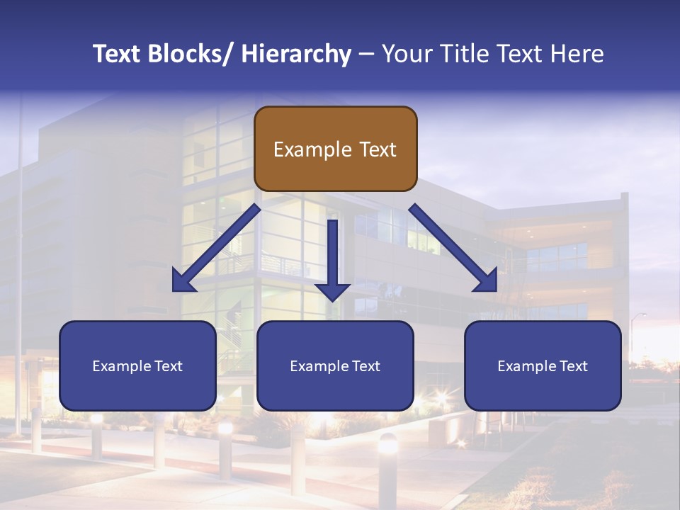 An Office Building With A Empty Parking Lot PowerPoint Template