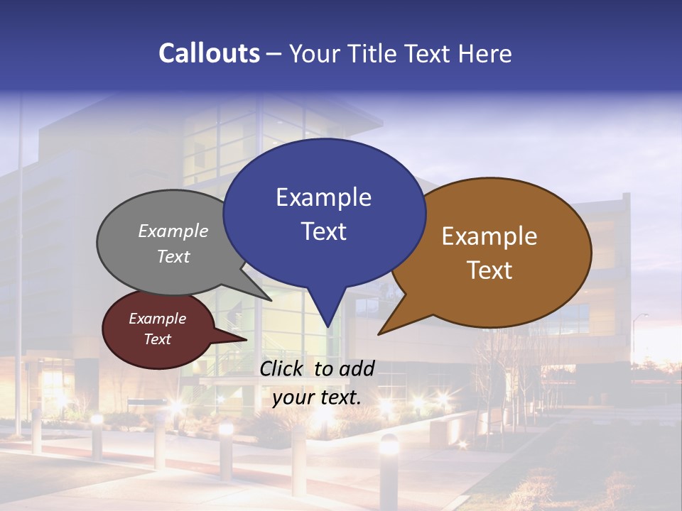An Office Building With A Empty Parking Lot PowerPoint Template