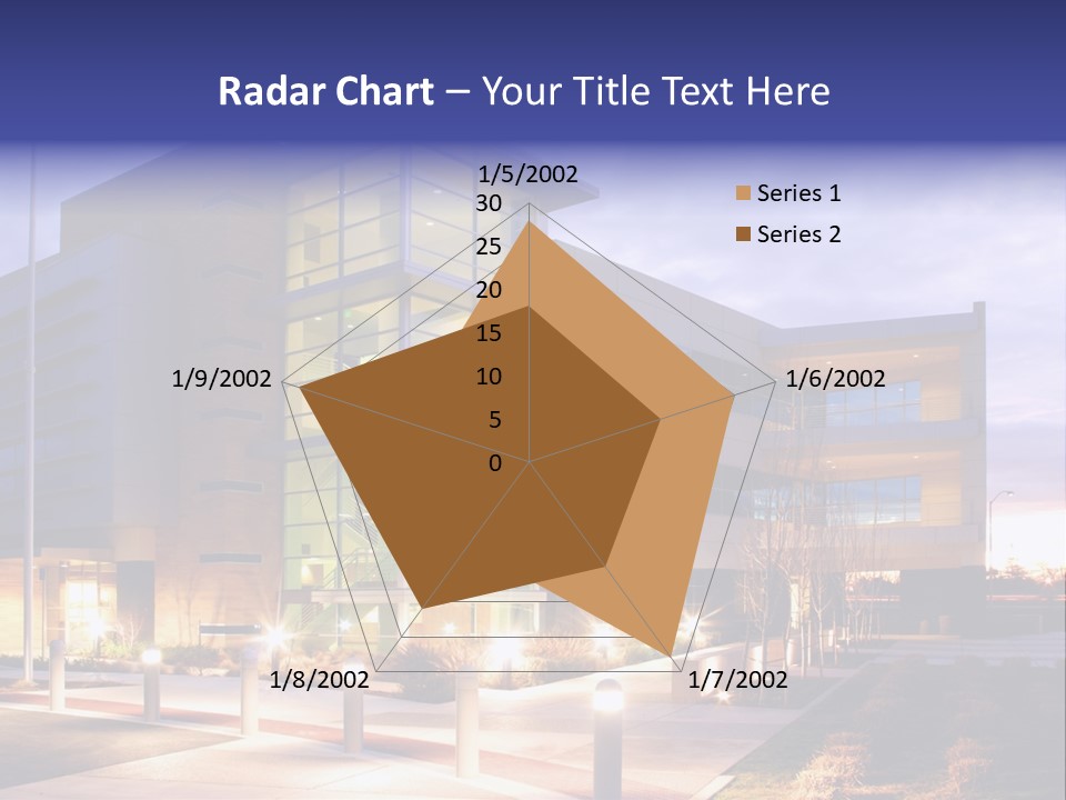 An Office Building With A Empty Parking Lot PowerPoint Template