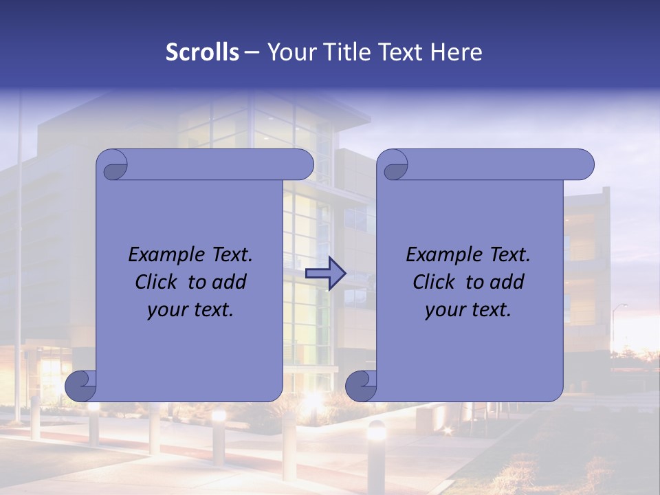 An Office Building With A Empty Parking Lot PowerPoint Template