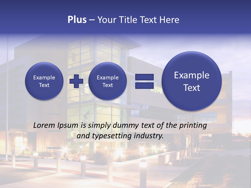 An Office Building With A Empty Parking Lot PowerPoint Template