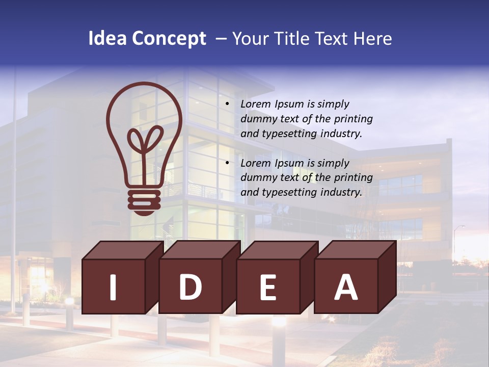 An Office Building With A Empty Parking Lot PowerPoint Template
