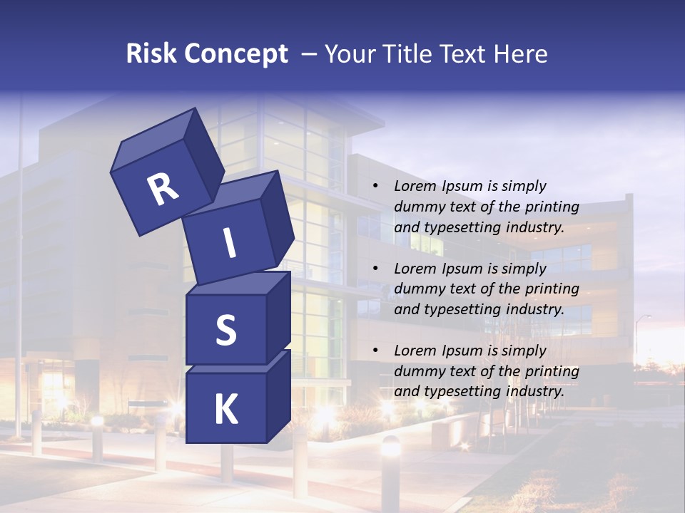 An Office Building With A Empty Parking Lot PowerPoint Template