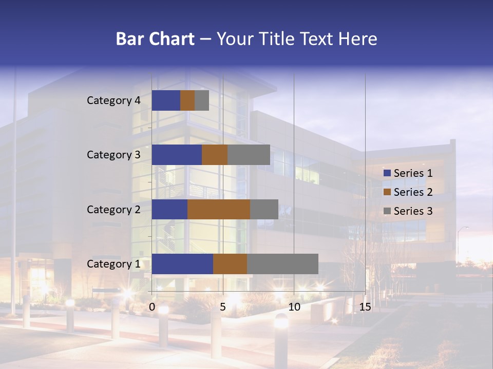 An Office Building With A Empty Parking Lot PowerPoint Template