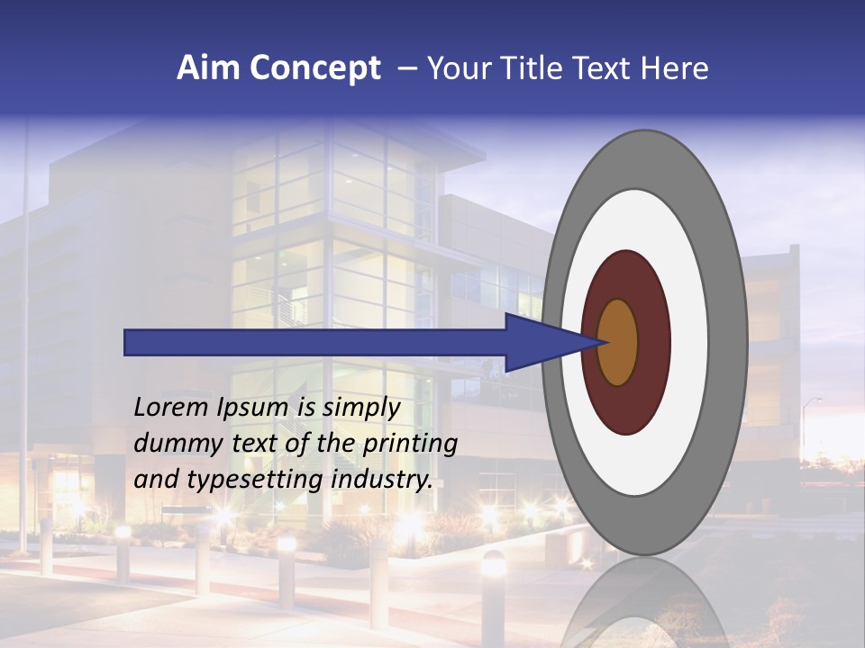 An Office Building With A Empty Parking Lot PowerPoint Template