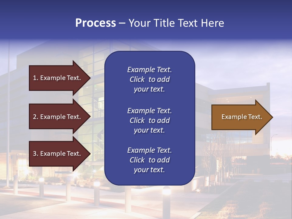 An Office Building With A Empty Parking Lot PowerPoint Template