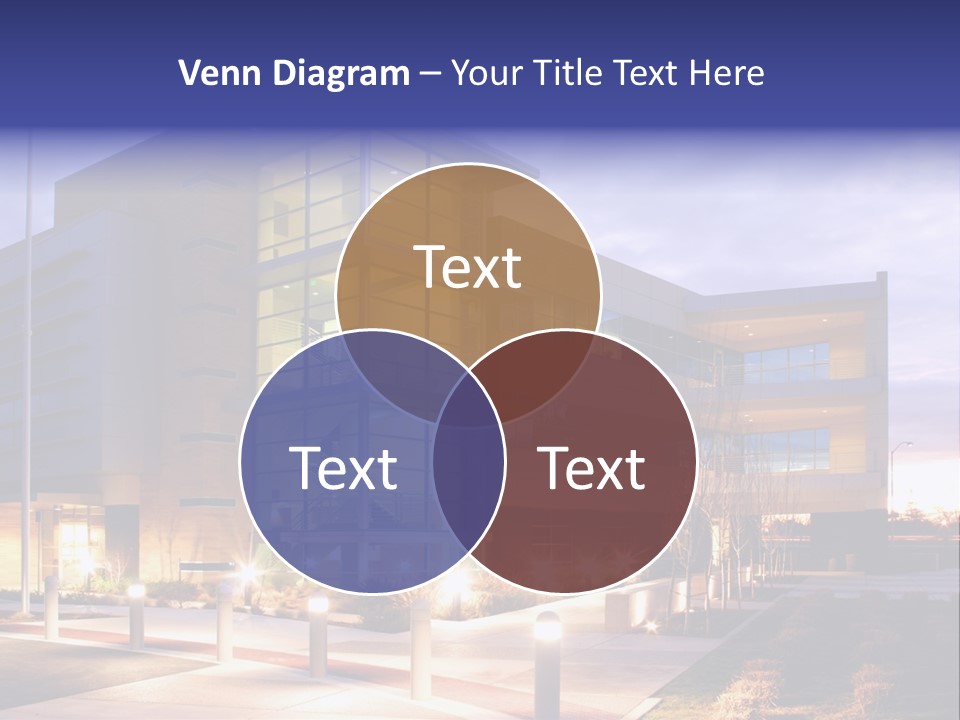 An Office Building With A Empty Parking Lot PowerPoint Template