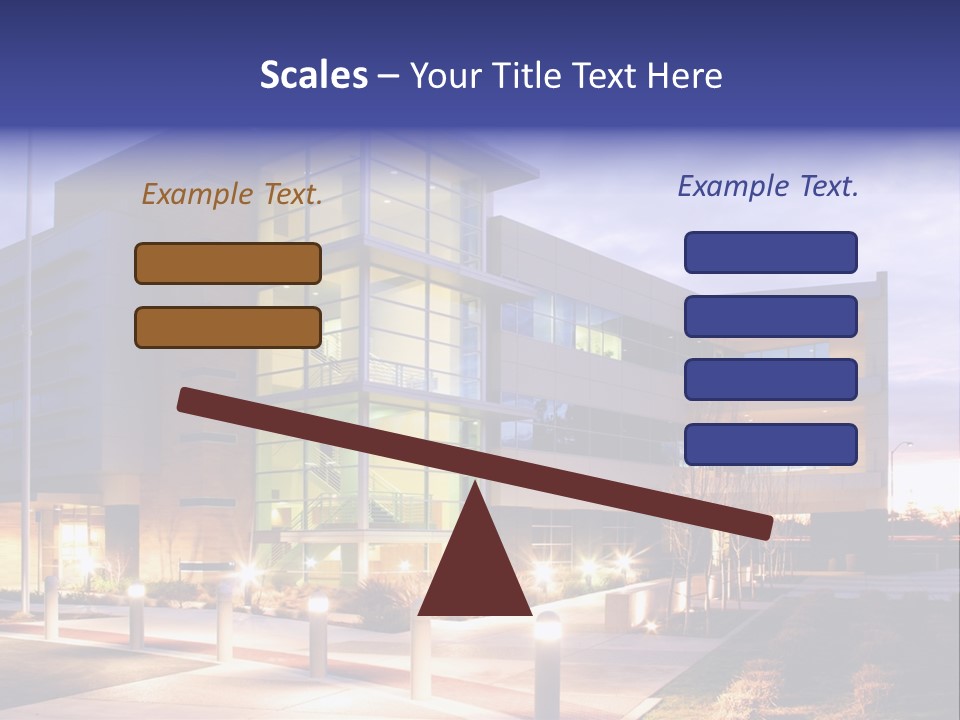 An Office Building With A Empty Parking Lot PowerPoint Template