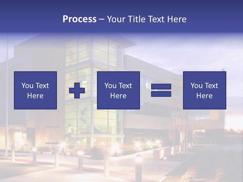 An Office Building With A Empty Parking Lot PowerPoint Template