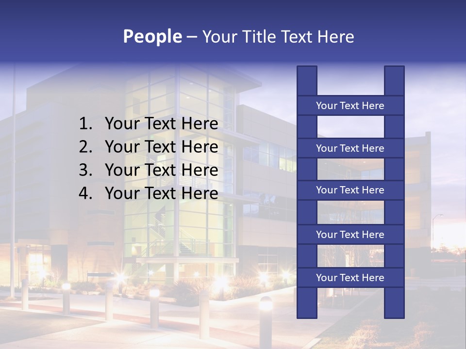 An Office Building With A Empty Parking Lot PowerPoint Template