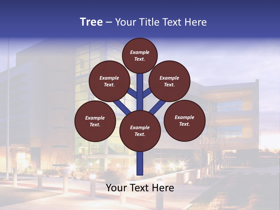 An Office Building With A Empty Parking Lot PowerPoint Template