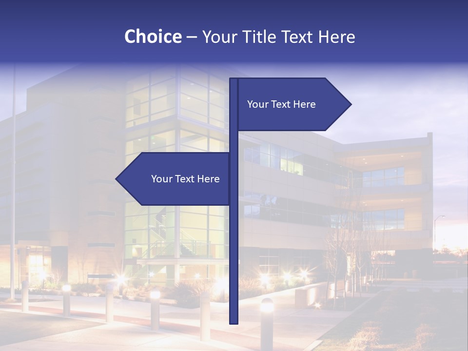 An Office Building With A Empty Parking Lot PowerPoint Template